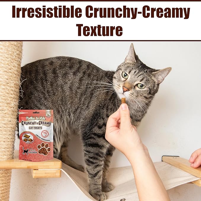 Fieldcrest Farms Nothin’ to Hide Collagen Cat Treats – Crunchy & Creamy Cat Snacks, High-Protein Healthy Treats for Skin, Coat & Joint Support, Salmon Flavor, 3 oz. Bag (Pack of 4)
