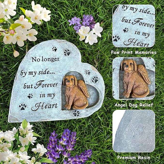 Dog Memorial Headstone, Pet Memorial Stone Sympathy Gift Outdoor Grave Marker Garden Stone Statue Dog Tombstone Comfort Gift