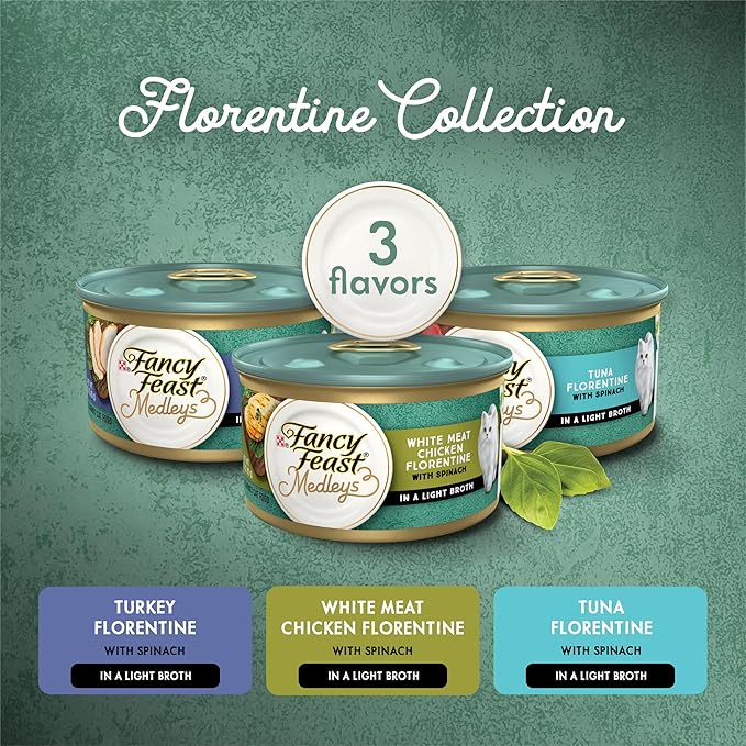 Purina Fancy Feast Wet Cat Food Medleys Florentine Wet Cat Food Variety Pack - (2 Packs of 12) 3 oz. Cans