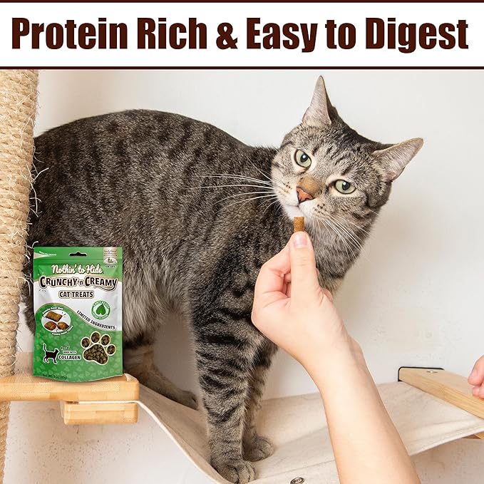 Fieldcrest Farms Nothin’ to Hide Collagen Cat Treats – Crunchy & Creamy Cat Snacks, High-Protein Healthy Treats for Skin, Coat & Joint Support, Catnip Flavor, 3 oz.