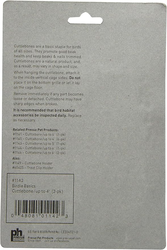 Prevue Pet Products Bpv1142 2-Pack 4-Inch Bird Cuttlebone, Small
