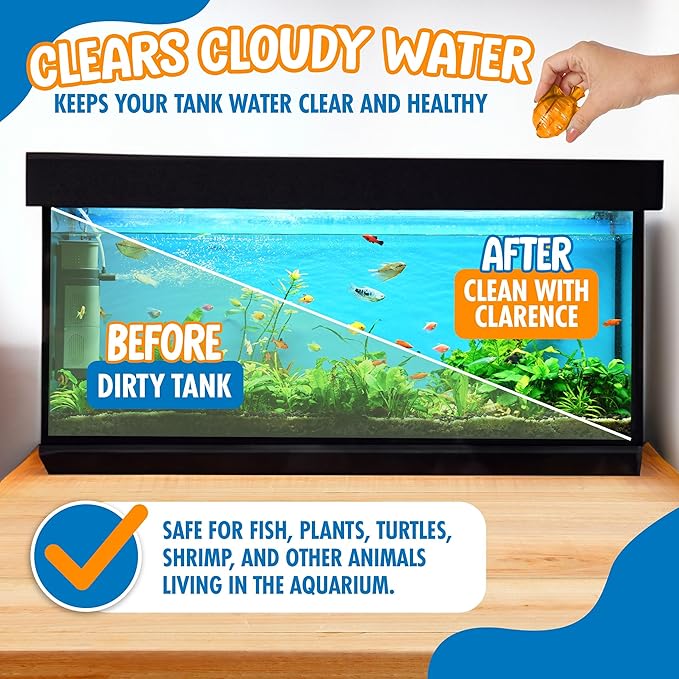 Aquarium Water Clarifier | Clear Cloudy Fish Tank Water Treatment, Safe for Freshwater & Saltwater Fish and Plants - Orange, 1 Pack