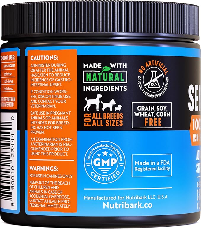 Glucosamine for Dogs -1000mg- Senior Dog Joint Supplement -Advanced Hip & Joint Support Chews w/Glucosamine, Chondroitin, MSM, Turmeric & Omega 3 for Pain & Inflammation Relief, Improved Mobility