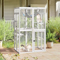 COZIWOW Upgraded Catio Outdoor Cat Enclosure Window Access, Wooden Cat House Shelter, Kitty Cage with Platforms & Hammock Patio Indoor (White)