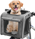 Dog Bike Basket, Expandable Soft Edge Pet Carrier Backpack, Foldable Dog Bicycle Carriers with 4 Mesh Windows, for Medium Cats&Dogs, Suitable for Cross Shaped, Shoulder and Car Seats (Grey)