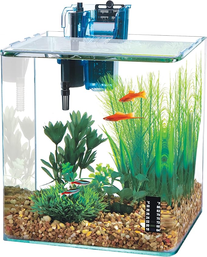 Penn-Plax Water-World Vertex Desktop Aquarium Kit - Perfect for Shrimp & Small Fish - 10 Gallon Tank