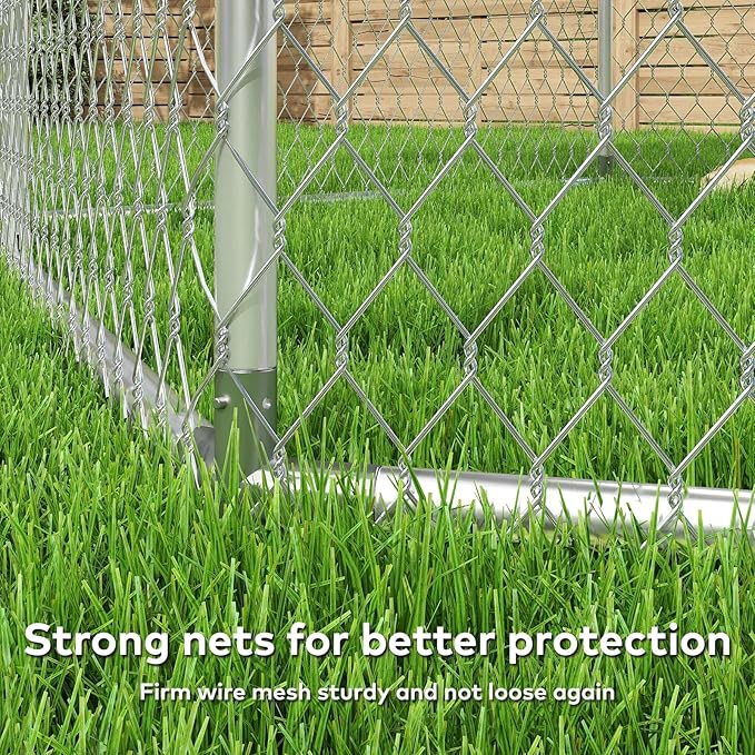 9x9 FT Large Outdoor Dog Kennel Outside with Heavy-Duty Steel Frame, Waterproof UV-Resistant Cover, Secure Lock, and Hexagonal Wire Fence