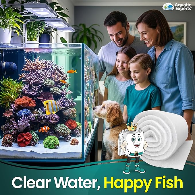 Aquatic Experts Aquarium Filter Floss for Fish Tank Filters - FilterFirst Aquarium Filter Pad - Media Roll for Crystal Clear Water, 3/4" - 1" Thick (12 Inch Wide, 24 Feet Long)