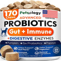 Probiotics for Dogs - 170 Dog Probiotics Chews - Digestive Enzymes & Prebiotics - Support Gut Health, Diarrhea, Gas & Constipation Relief - Itchy Skin, Allergies, Yeast Balance - Advanced Supplement