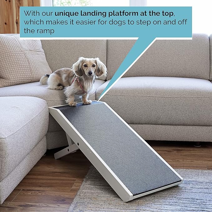 DoggoRamps Dog Ramp for Couch Furniture Quality Solid Hardwood Ramp for Dogs to Get on Couch with Platform Top & Non-Slip Grip – Adjustable Dog Ramp for Sofas up to 22" – 100% Made in N America