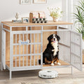 Extra Large Dog Crate Furniture, Heavy Duty Dog Kennel for Small Medium Large Dogs, Double Doors Indoor Decor Pet House Cage, Anti Escape Wooden Dog Cage with Name Tag End Table, TV Stand, Beige