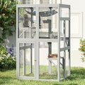 64 Inch Catio Outdoor Cat Enclosure, Large Cat House for Outdoor Cats with Updated Framework Structure, Outside Cat Patio Cattery Weatherproof for Multiple Cats, Grey