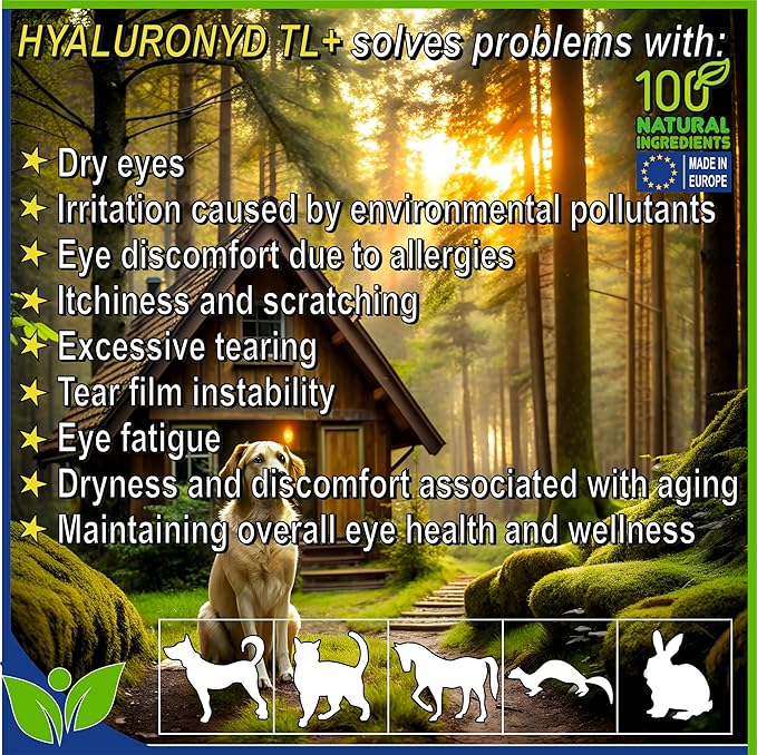Lubricating Gel Eye Drops 15ml with Hyaluronic Acid 0.4% & L-Carnosine & Taurine for Pets Cat/Dog Moisturizer Soothes Dryness and Irritation & Itchy, Daily Use to Relieve Dry Eyes, Artificial Tears