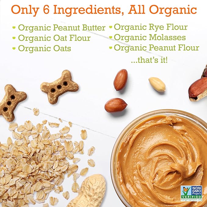 Riley's Peanut Butter Dog Biscuits - Organic & Crunchy Treats for Small Pets - Peanut Butter Dog Treats with Molasses - (12oz, Small)