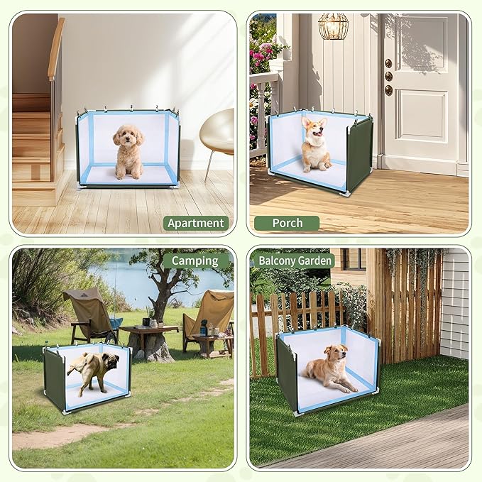 24x17.7x17.7 Dog Pee Pad Holder with High Walls,Waterproof Puppy Litter Box,Foldable Indoor Dog Potty,No Spill Pet Toilet for Small/Medium Puppy, Easy Clean,Army Green