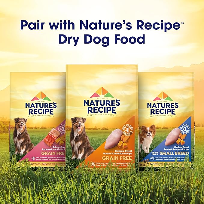 Nature's Recipe Grain Free Wet Dog Food Variety Pack, Chicken Recipes with Beef, Turkey & Lamb in Savory Broth, 2.75 oz. Cups (Pack of 12), 2 Count