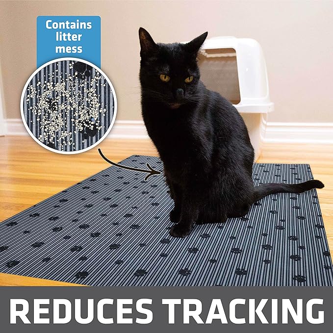 Drymate Cat Litter Box Mat, Litter Trapping Mat, Waterproof, Urine-Proof, Absorbent, Machine Washable, Soft on Paws, Contains Mess, Protects Floors, Kitten Supplies, Dark Grey, 28x36 XL, 12-Pack