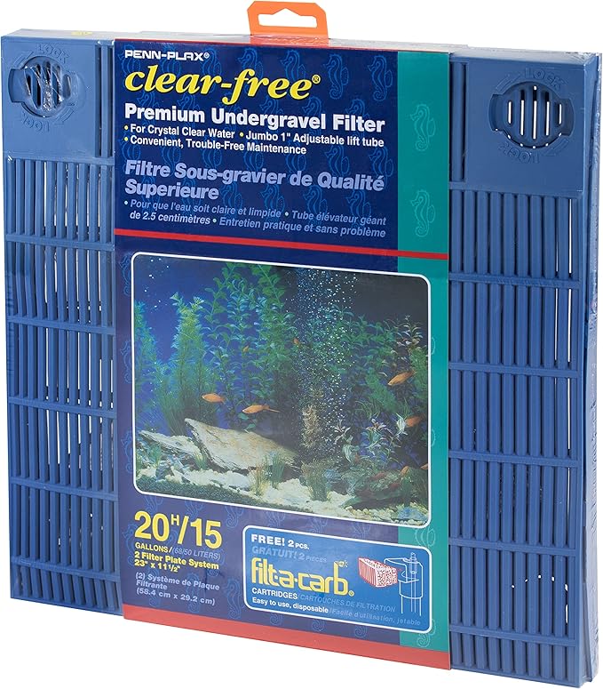 Penn-Plax Undergravel Aquarium Filter for 15-20 (high) Gallon Tanks – Two 11.2” x 11.25” Plates – Under Gravel System for Clear, Clean Water – Safe for Freshwater and Saltwater Tanks