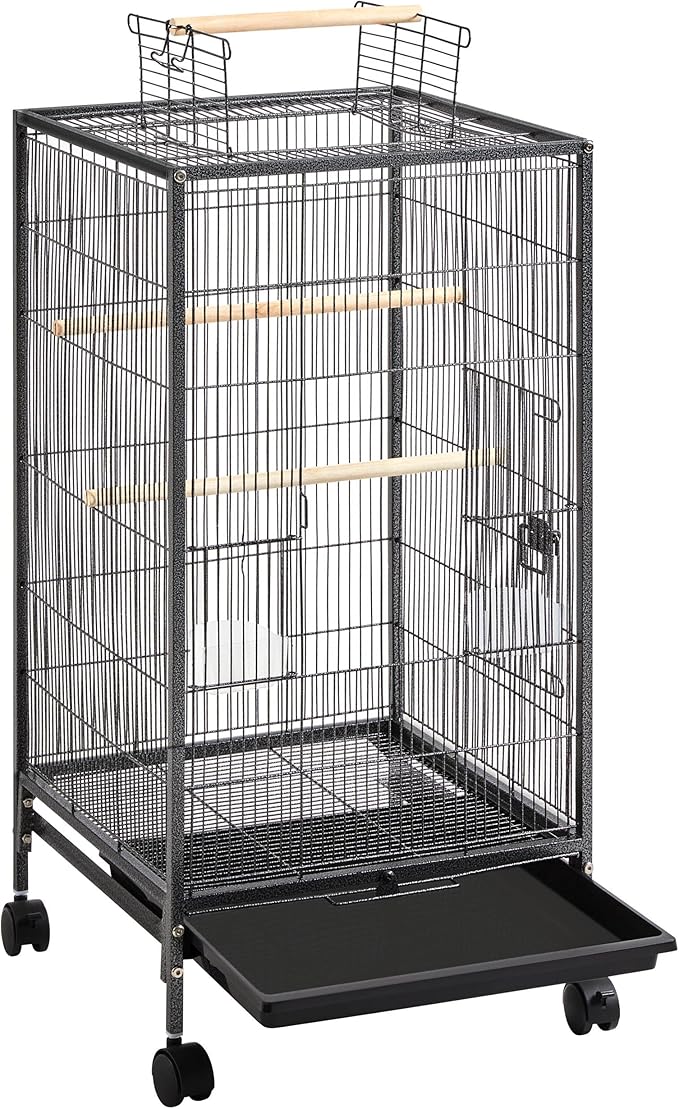 Topeakmart 40'' Height Metal Parakeet Cage Cockatiel Cage Medium Small Parrot Cage w/Rolling Stand for Small Parrots Birds