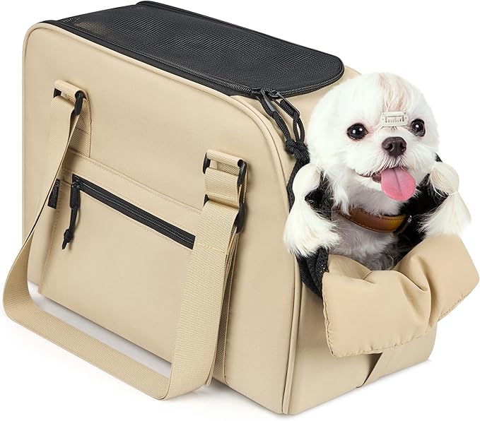 Upgraded Dog Purse Carrier for Small Dogs, Versatile Pet Bag with a Big Pocket, Breathable Mesh & Comfortable Strap, Pet Purse Carrier for Regular Outings, Travel, and Vet Visits (up to 9lbs)