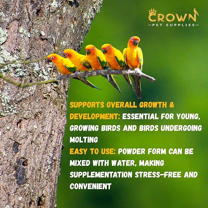 Avian Bone Boost – Calcium & Vitamin D3 Powder Supplement | Strong Eggshells & Healthy Bones | Ideal for Parrots, Parakeets, Cockatiels & All Cage Birds – Safe for All Birds