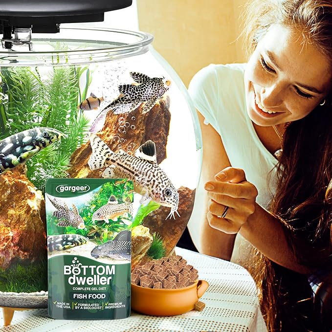 3oz Bottom Dweller Fish Food for Advanced Breeders. Complete Bottom Dweller Gel Diet for Both Juveniles & Adults. Made in The USA Using Premium Ingredients, Nutrition Gourmet Formula