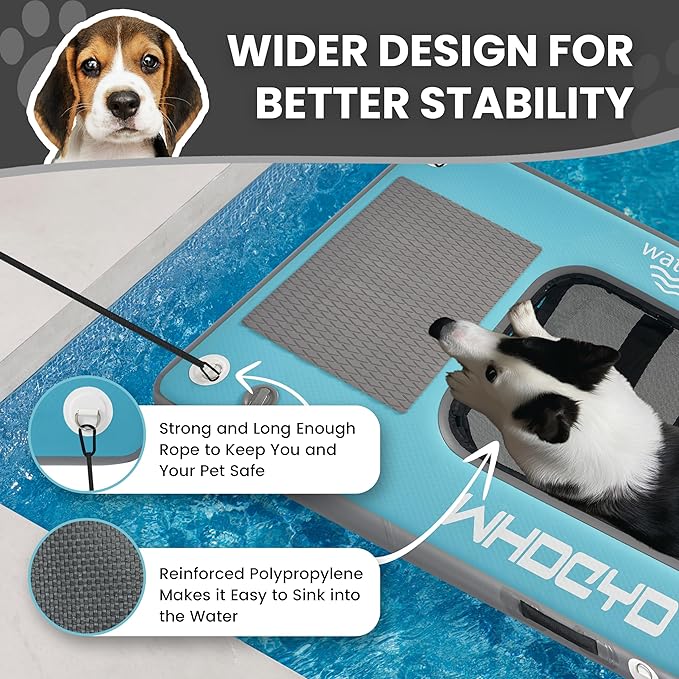 Inflatable Pup Plank Dog Float Floating Ramp Ladder for Pools Boats Docks Dog On Water Ladder Steps for Swimming Pets Up to 200 Pounds Water Bed for Human,Send Frisbee
