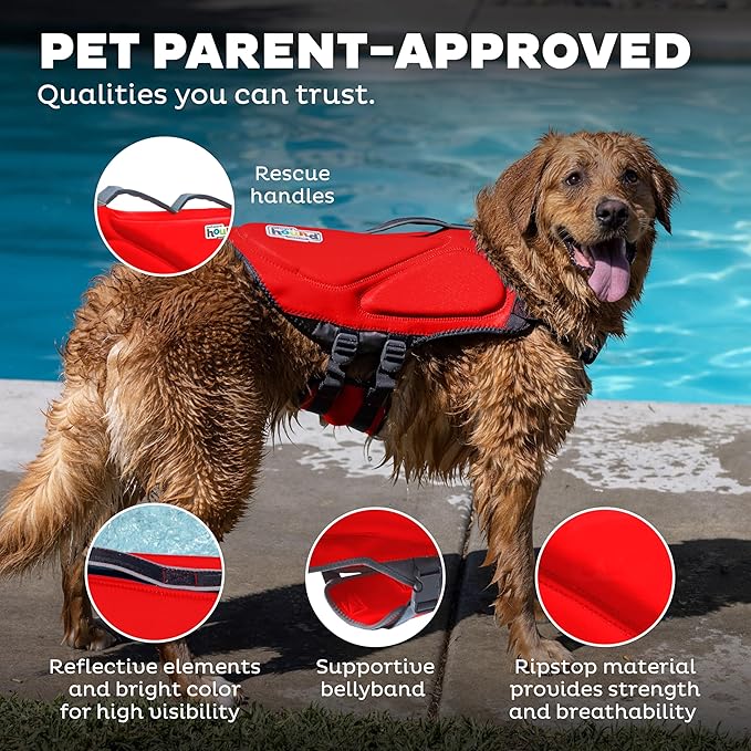 Outward Hound Dawson Swim Red Dog Life Jacket, Medium