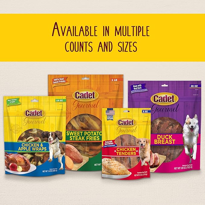Cadet Gourmet Beef Hide Twist Chew Sticks, Long Lasting & Natural Chew Treats for Dogs, Inspected & Tested in USA, Chicken Flavor (14 Count)