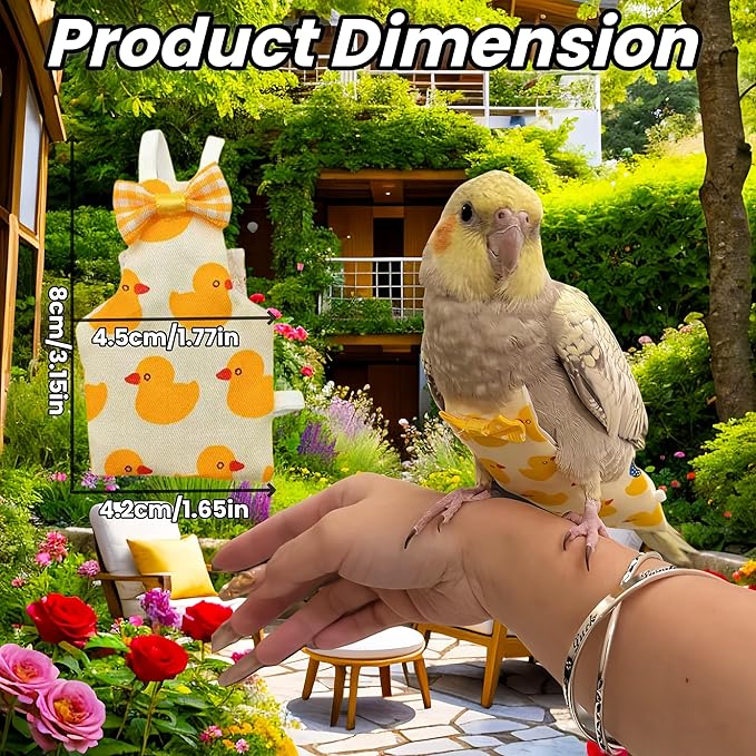 6Pcs Bird Diapers Bird Harness Flight Suits Diapers Reusable Parrot Nappy with Waterproof Inner Layer Washable Cute Urine Wet Suit Costume for Cockatiel Conure Budgie Macaw Parakeet, S