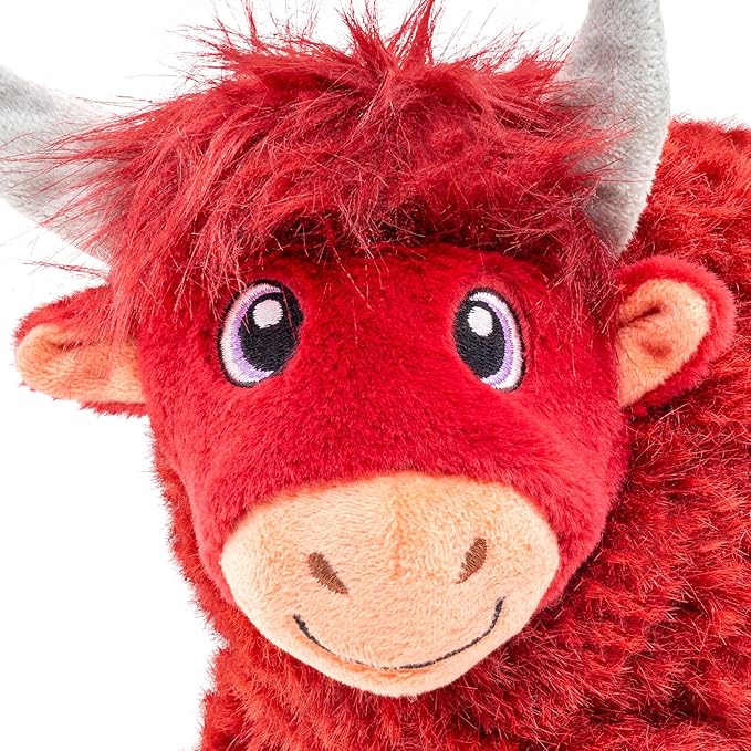 KONG Toughz Durable Plush Dog Toy - Long-Lasting Soft Chew Toy for Aggressive Chewers, Safe & Interactive for Dogs (Highland Cow)