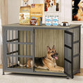 46'' Dog Crate Furniture Large Breed Dog Crate Dog Kennels for Inside Wooden Dog Crates End Table Heavy Duty Indoor Combination Cage for Medium to Large Dogs Maple