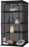 Catio Outdoor Cat Enclosure,4 Tiers Window Catio,Upgraded Mesh Cat Enclosure Sturdy and Durable with Multiple Doors Easy to Clean(31.4“L× 31.4”W ×63" H)