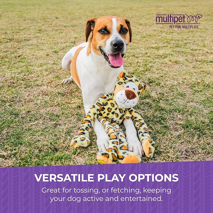 Multipet Swingin Safari Giraffe Dog Plush Toy - Squeaky Toys for All Dogs - Extra Soft Plush - for Cuddling & Playing - Cute Dog Pet Toy (19", 5 Squeakers)