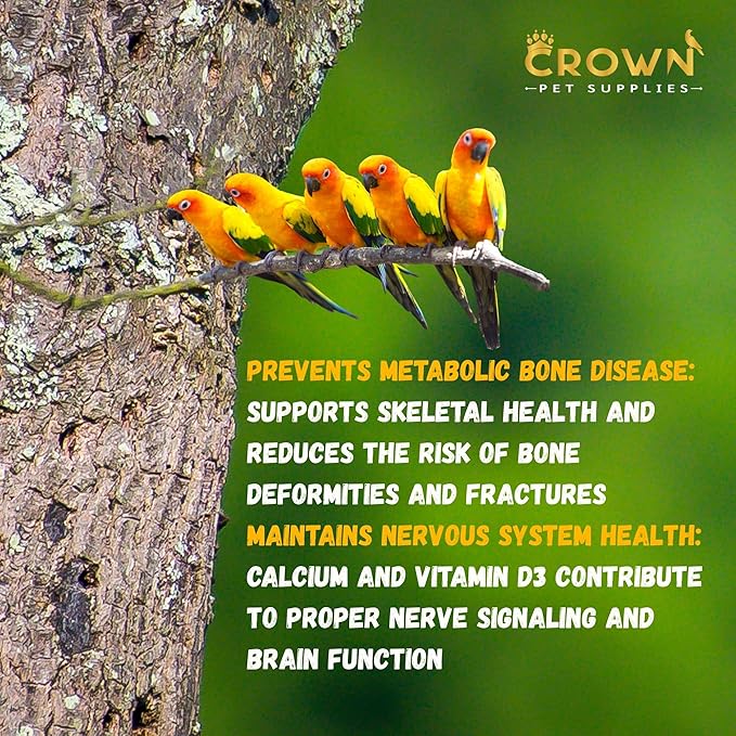 Avian Bone Boost – Calcium & Vitamin D3 Powder Supplement | Strong Eggshells & Healthy Bones | Ideal for Parrots, Parakeets, Cockatiels & All Cage Birds – Safe for All Birds
