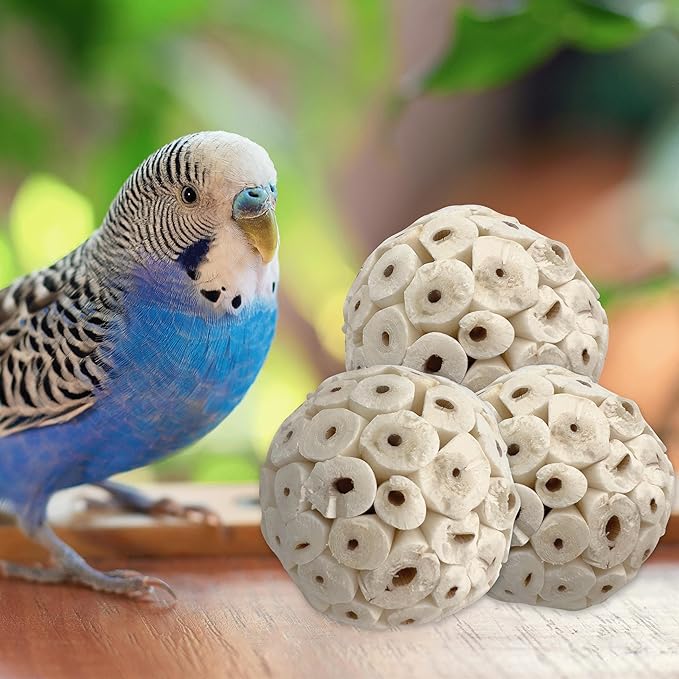 5105 Small Sola Bird Balls Pk8 - Handmade natural bird foot toys, Crafted from air dried pieces of natural sola wood, Chewing fun, Lightweight, Easy to break apart, Versatile, Great for sm & med birds
