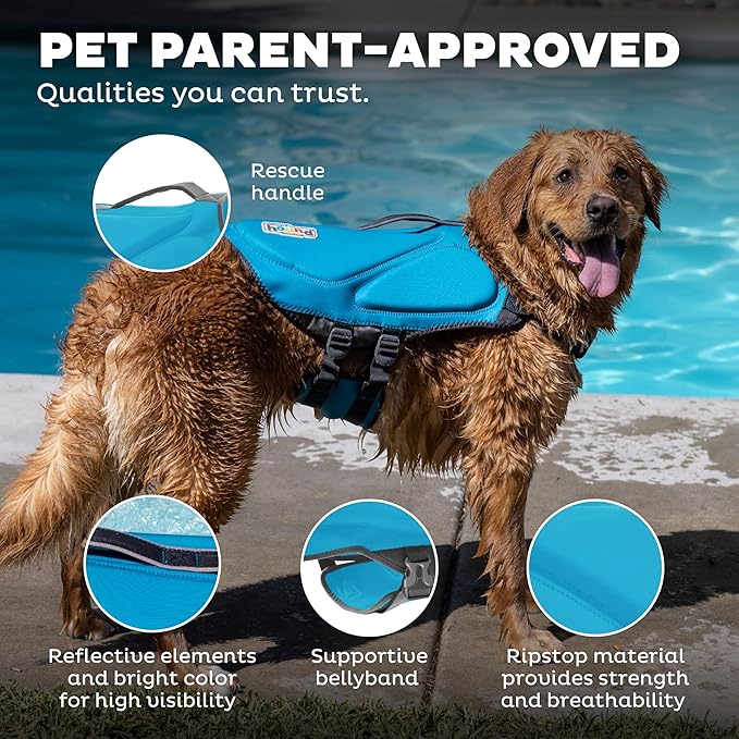Outward Hound Dawson Swim Blue Dog Life Jacket, XS