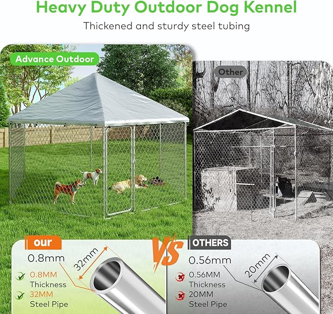 12.5x12.5 FT Large Outdoor Dog Kennel Outside with Heavy-Duty Steel Frame, Waterproof UV-Resistant Cover, Secure Lock, and Hexagonal Wire Fence