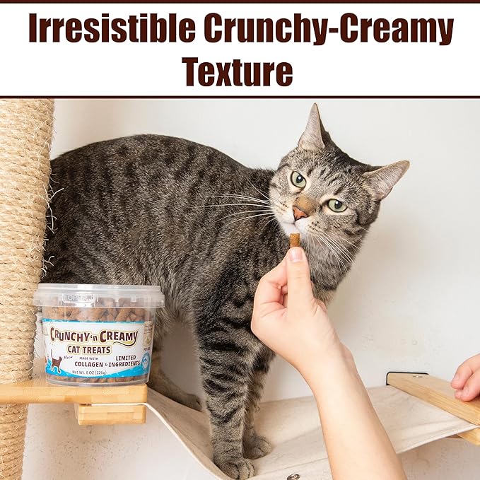 Fieldcrest Farms Nothin’ to Hide Collagen Cat Treats – Crunchy & Creamy Cat Snacks, High-Protein Healthy Treats for Skin, Coat & Joint Support, Tuna Flavor, 8 oz.