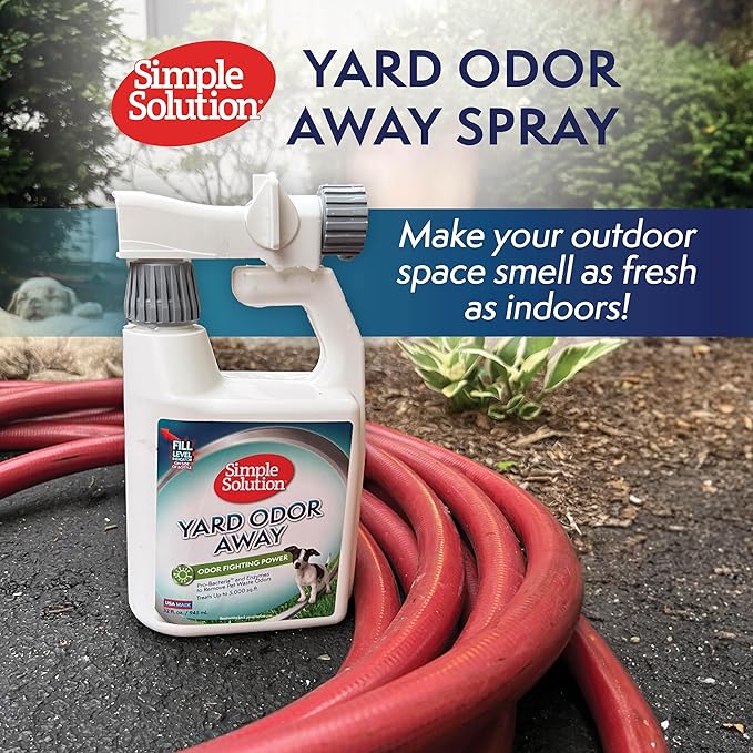 Simple Solution Yard Odor Eliminator Spray, Outdoor Pet Odor Remover, Lawn Deodorizer, Dog Urine Neutralizer, Enzyme Cleaner for Artificial Grass, Kennels, Patios, Decks, and Backyard Surfaces, 32oz