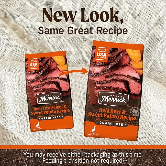 Merrick Premium Grain Free Dry Adult Dog Food, Wholesome And Natural Kibble, Real Texas Beef And Sweet Potato - 10.0 lb. Bag
