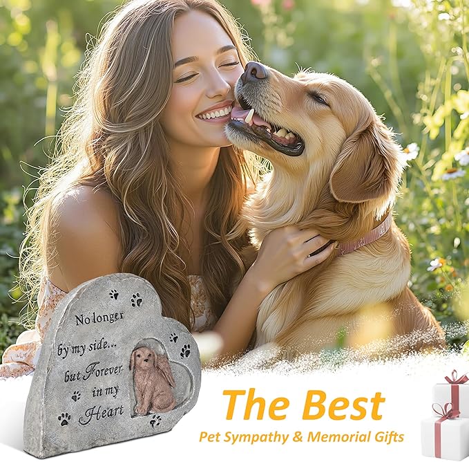 Dog Memorial Gifts for Loss of Dog, Pet Memorial Gifts for Dogs, Dog Memorial Stone for Garden, Sympathy Gifts for Remembrance Dog Passing Away, Outdoor Dog Grave Markers