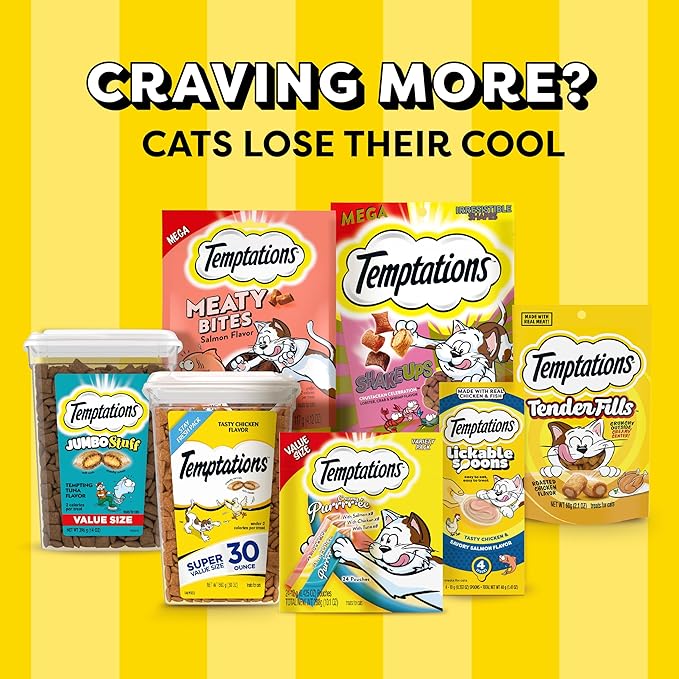 Temptations Creamy Puree Squeezable Lickable Cat Treats, Wet Cat Treats with Chicken, Salmon, and Tuna Variety Pack, 0.42 oz. Tubes, 24 Count