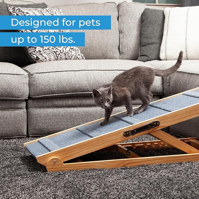 Dog-Proofer Pet Ramp - Lightweight and Durable Non-Slip Design for Pets Up to 150 Pounds, 6 Adjustable Easy-Access Heights, Folds Flat for Compact Storage, Up to 24.68 Inches Tall