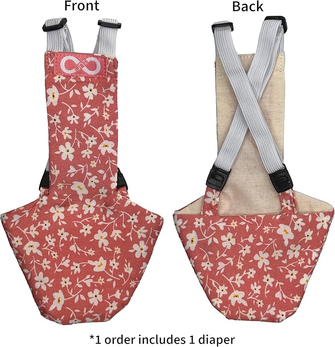Chicken Diapers Duck Diaper Diaperalls for Hens, Roosters, Ducks, Ducklings - Reusable, Adjustable by Uni Infinity (Pink Floral, Duck Small, 1, Count)