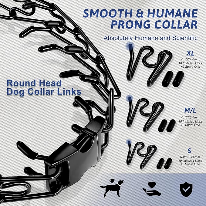 Pinch Collar for Dogs, Prong Training Collar with Quick Release Buckle for Dog Pulling Behavior Correction, Adjustable Pinch Leashes (XL / 23-26" Neck Size)