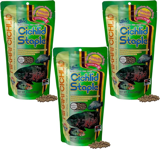 Hikari 8.8-Ounce Cichlid Staple Floating Pellets for Pets, Medium (3 Pack)