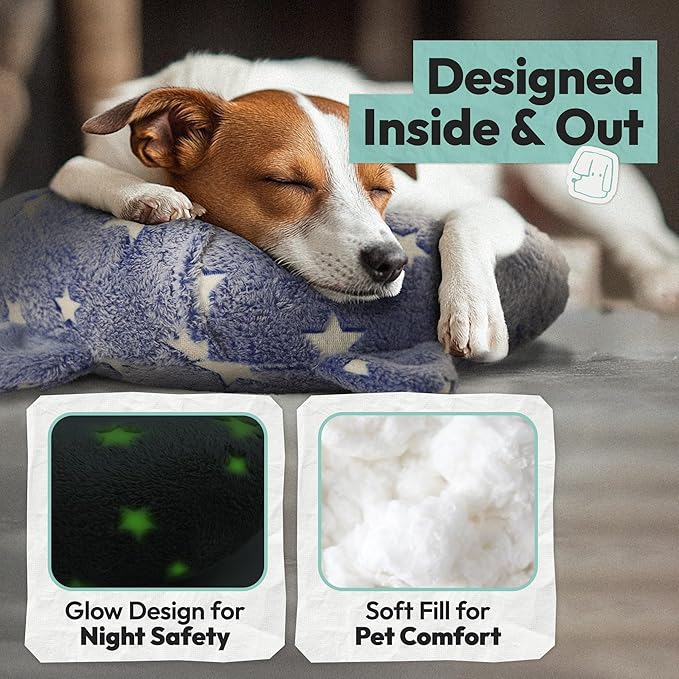 Dog Calming Pillow, Glow in The Dark Dog Put Head on, Soft Question Mark Pillows for Dogs, Kids, Adults, Washable Dog Bed Pillow, Cozy Dog Body Pillow Gifts (L Blue)