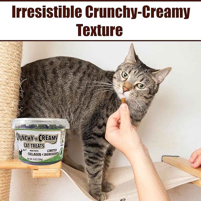 Fieldcrest Farms Nothin’ to Hide Collagen Cat Treats – Crunchy & Creamy Cat Snacks, High-Protein Healthy Treats for Skin, Coat & Joint Support, Catnip Flavor, 8 oz.