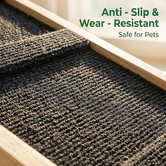 Wooden Pet Ramp for Bed, Foldable Dog Ramp with Removable Side Rails, Lightweight Ramp for Dogs for Large Dogs Senior Cats, Supports up to 50 lbs for Easy Access to Bed or Car (Trumpet)